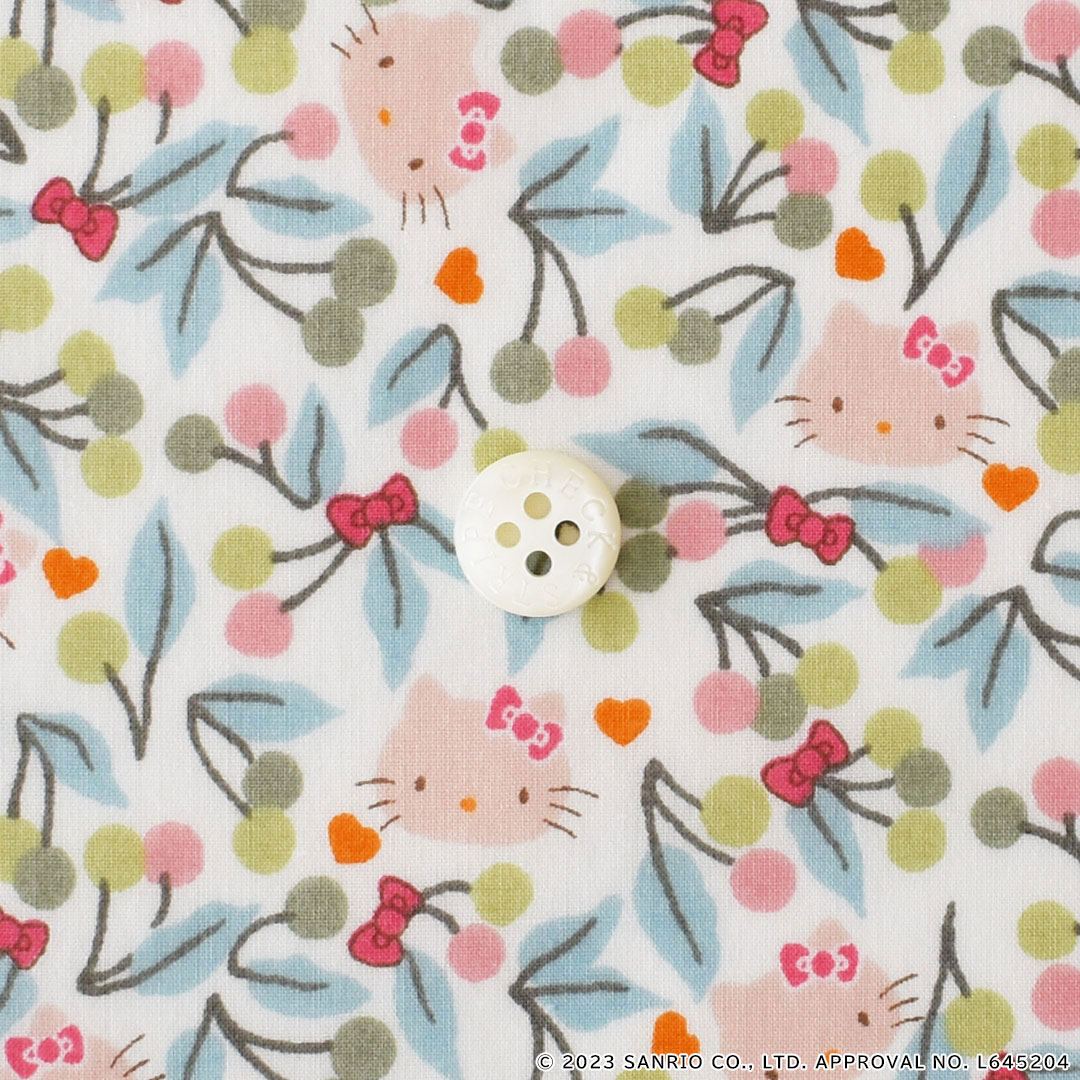 リバティプリント　Cherries and Bows  J24C(スモークグリーン系)