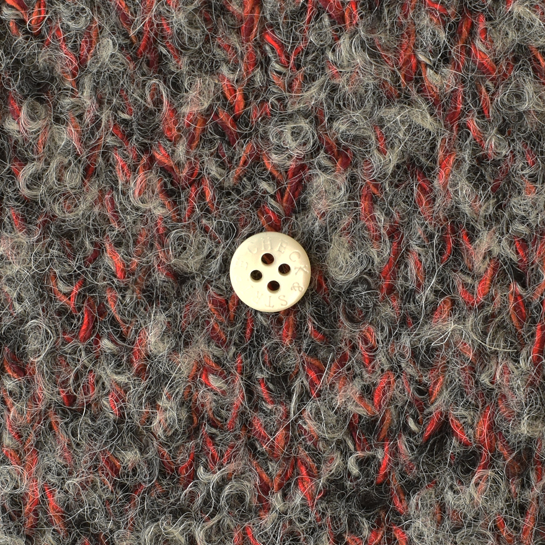 (特価)イタリア製のループウールニット　グレー×レッド系