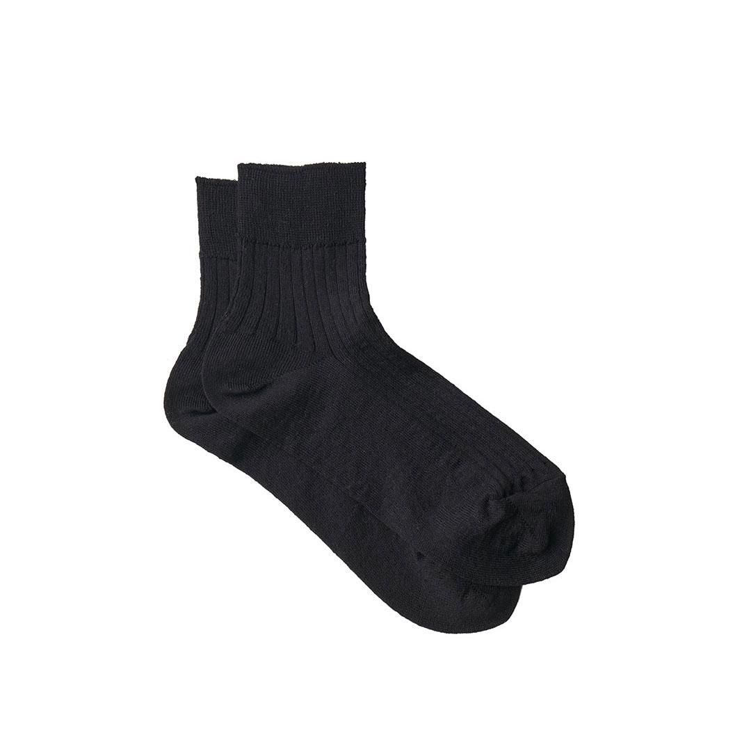 fog linen work リネンリブソックス　ブラック