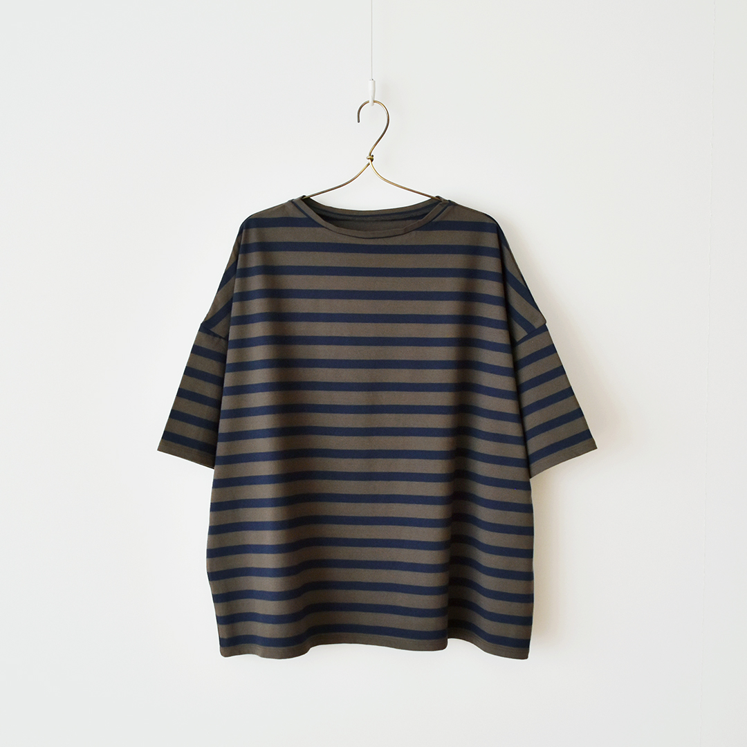 ボーダーTシャツ ショートスリーブ　ブラウン×ネイビー