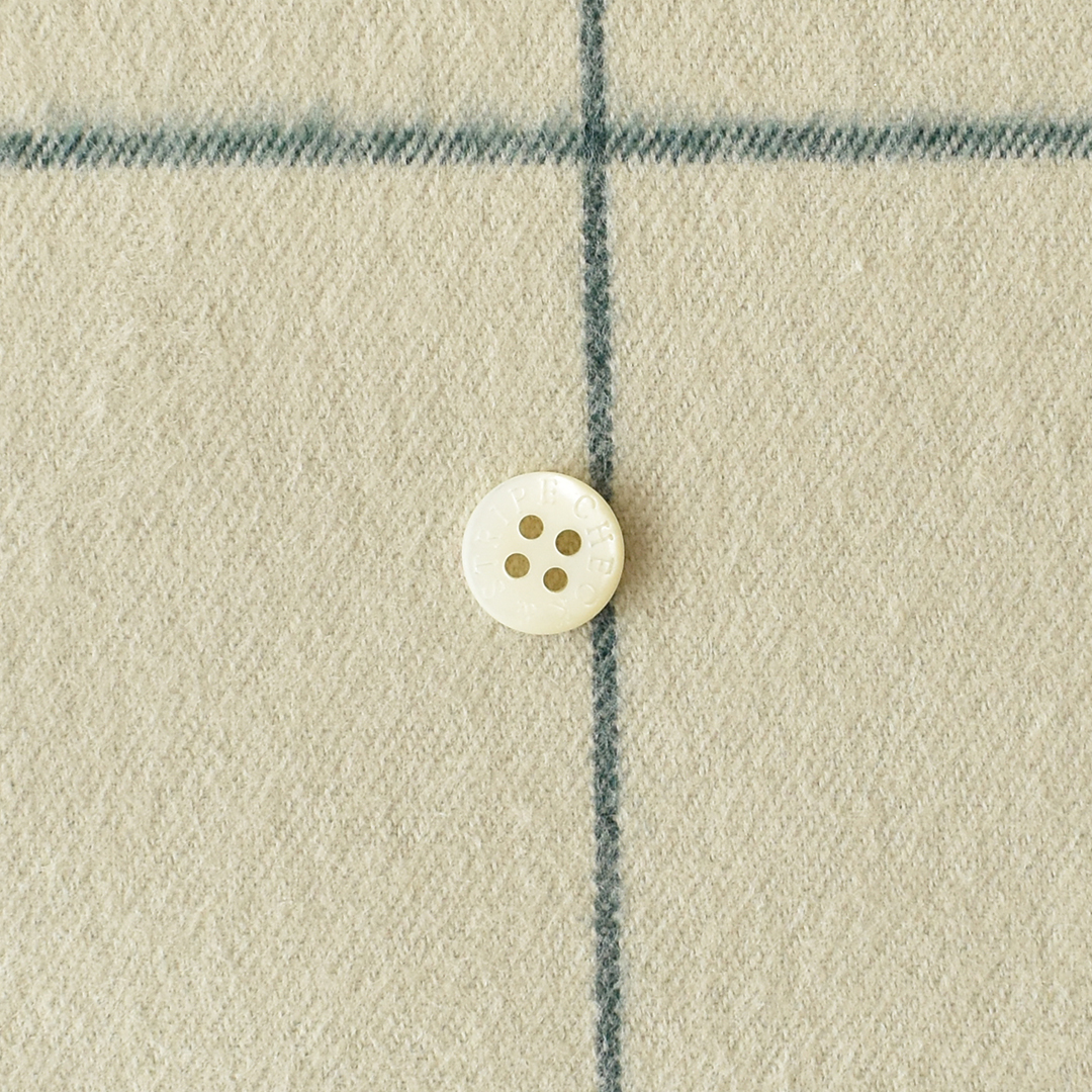 先染めコットン起毛ラインチェック　アイボリー×グリーン