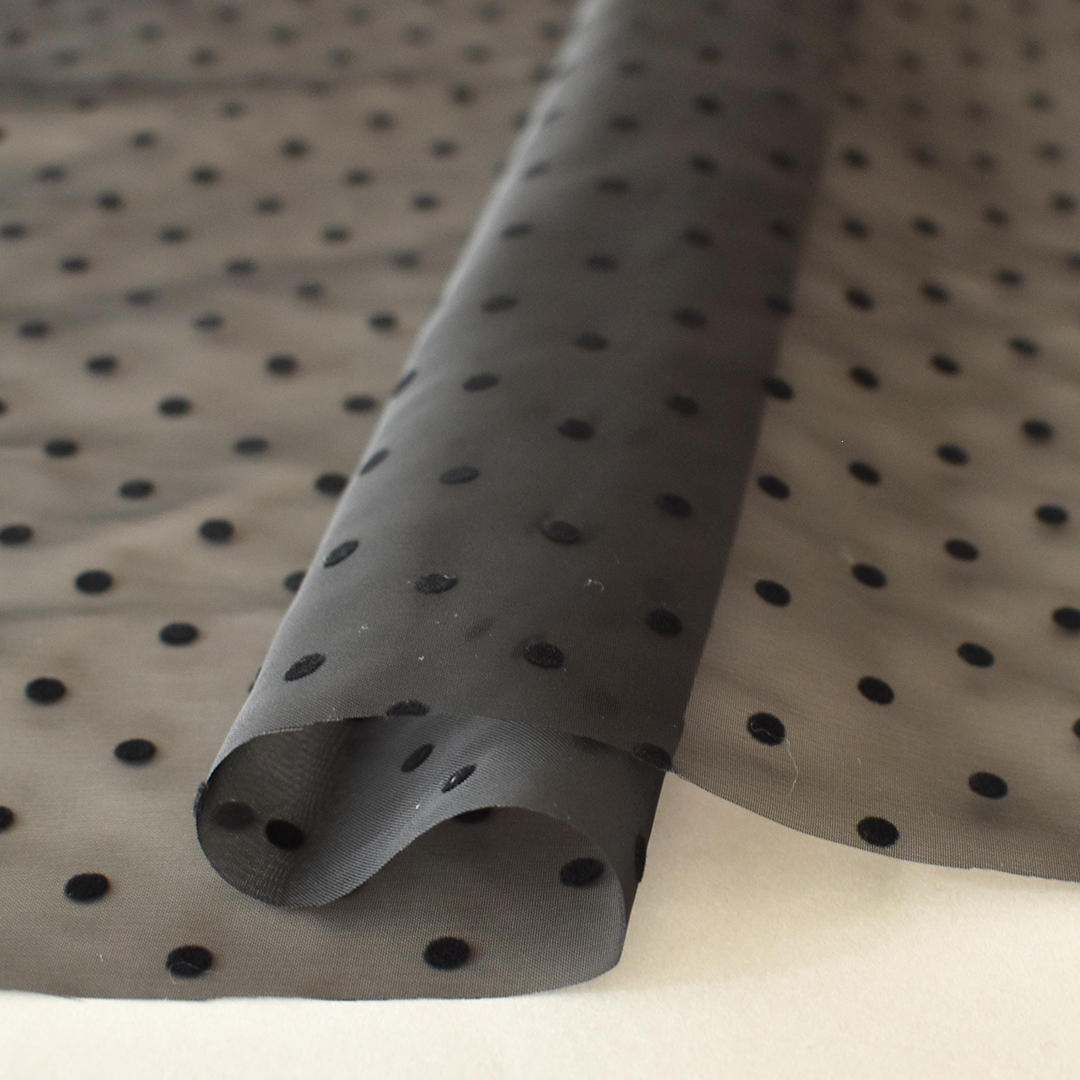 セレモニードットオーガンジー(レシピ付き)　ブラック地にブラック