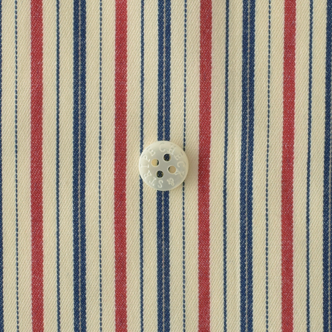 コットンツイルストライプ　ホワイト地