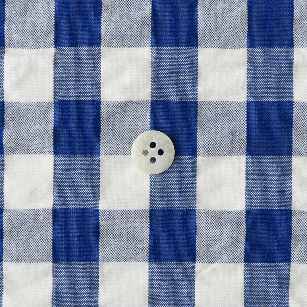 コットンサッカーギンガムチェック大　白×青
